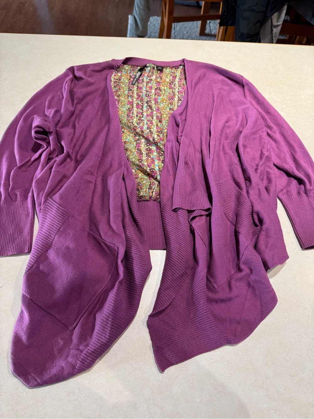 Skye's the Limit Plum Open-Front Draped Cardigan